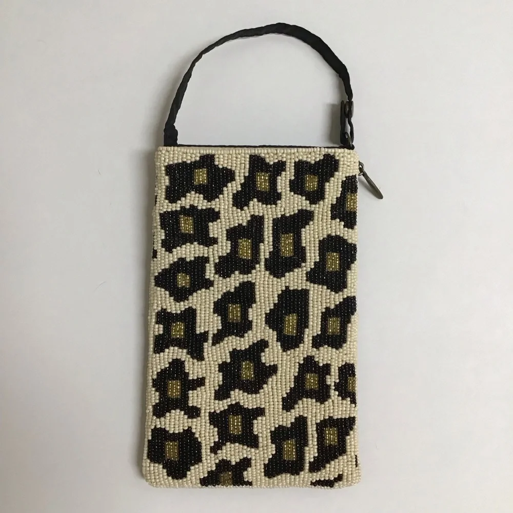 Beaded Leopard Crossbody Club Bag Wristlet Clutch Purse Wallet Bamboo Trading Co